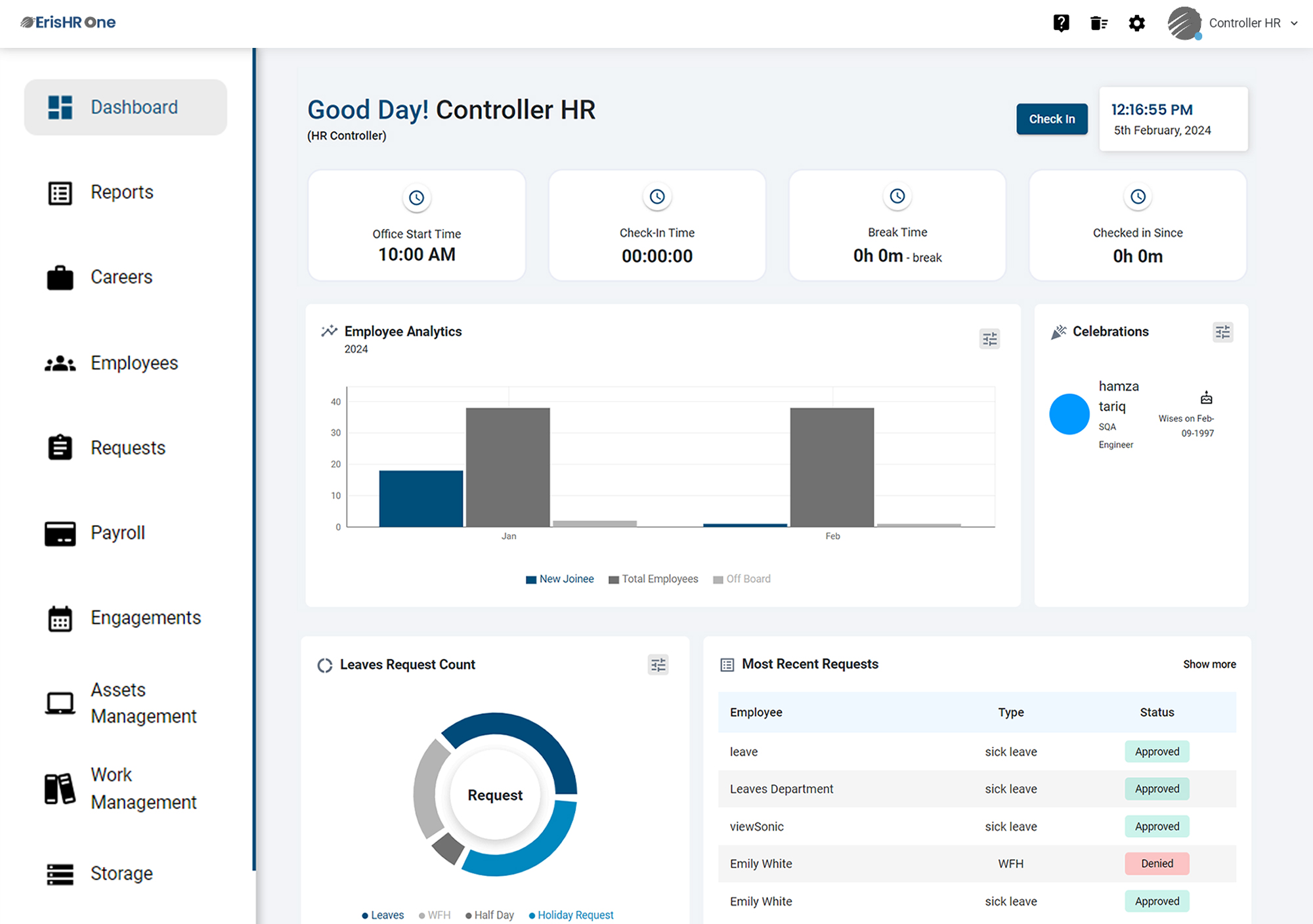 screenshot of ErisHR One